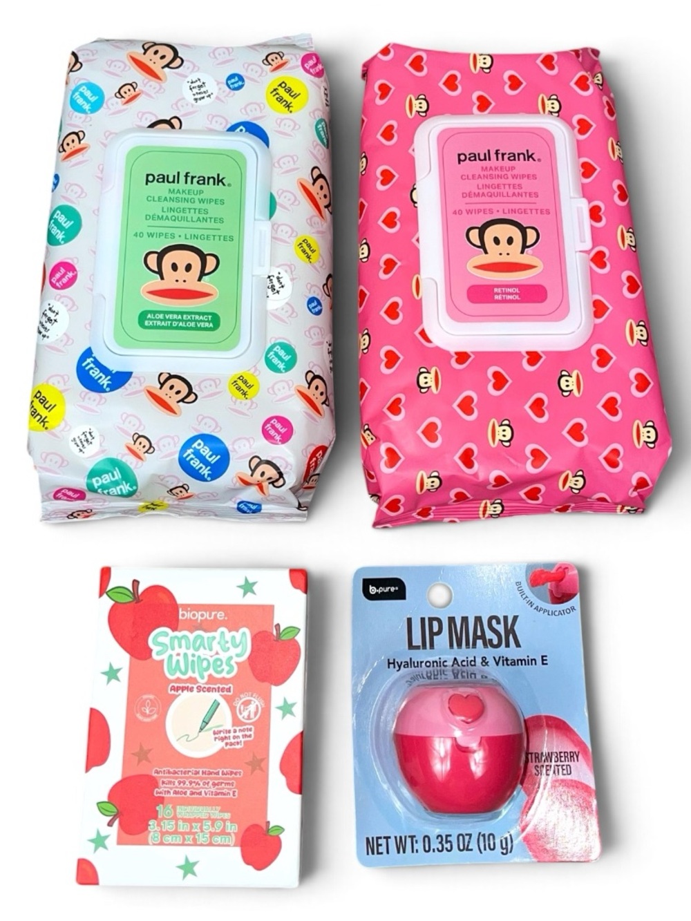 Paul Frank Kids Makeup Cleansing Wipes Pack - Pink & White Bundle